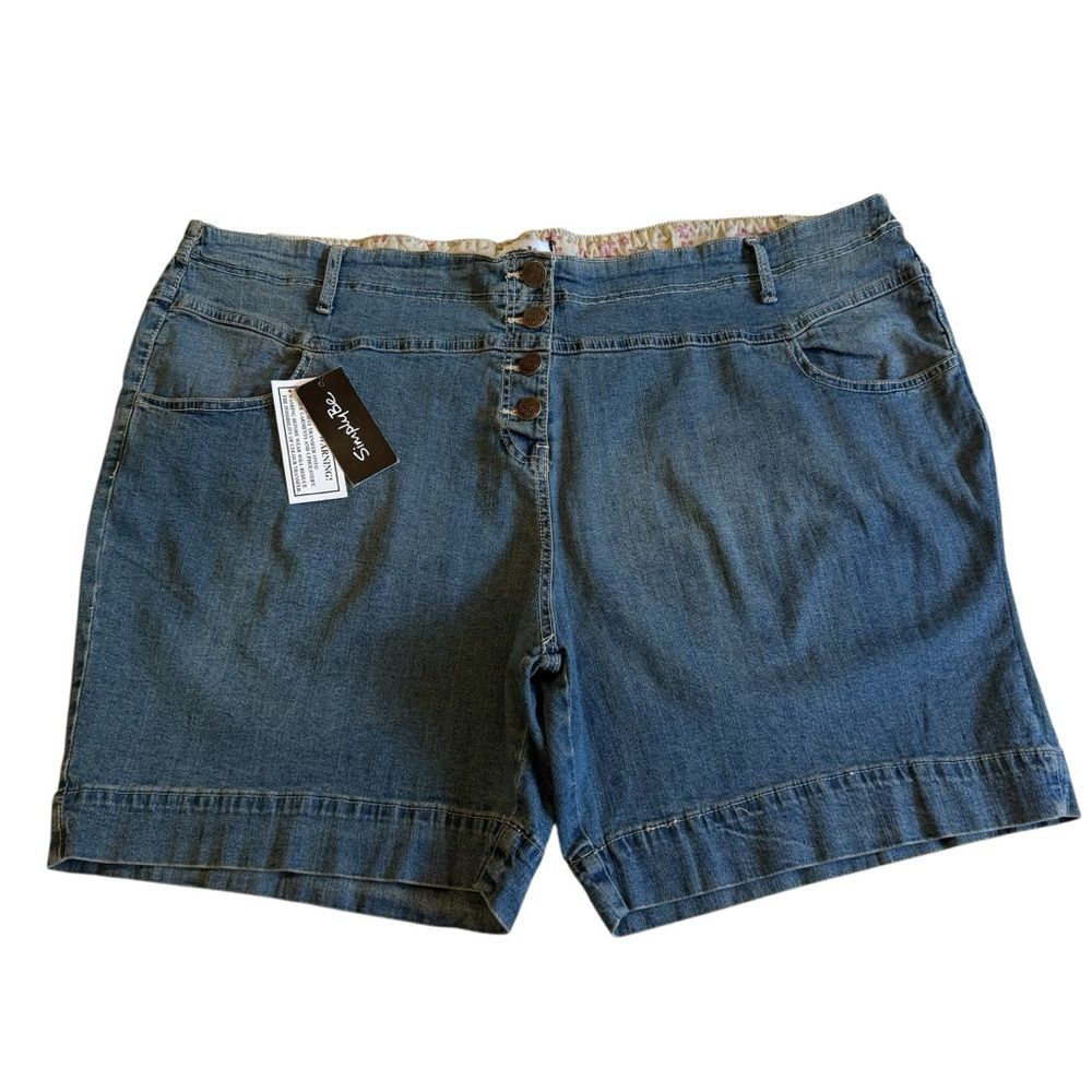NWT Simply Be Denim Button Fly Denim Jean Shorts Plus Sz 22